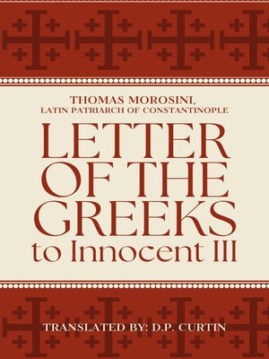 cover image of Letter of the Greeks to Innocent III